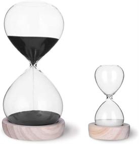 img 4 attached to Hourglass Sand Timer Set with Wooden Base Stand - Ideal Room, Kitchen, and Office Decor - Effective Time Management Tool