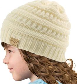 img 3 attached to Boys' Chunky Stretchy Slouch Beanie Hat: Accessories for Hats & Caps