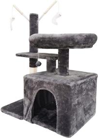 img 4 attached to 🐱 JIFULI Cat Tree with Scratching Post - Ultimate Large Cat Condo, Multifunctional Cat Tower, Top Perch & Cozy Cave, Kitten Plush Toys, Cat Activity Center