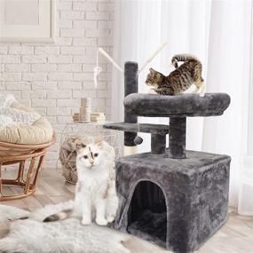 img 3 attached to 🐱 JIFULI Cat Tree with Scratching Post - Ultimate Large Cat Condo, Multifunctional Cat Tower, Top Perch & Cozy Cave, Kitten Plush Toys, Cat Activity Center