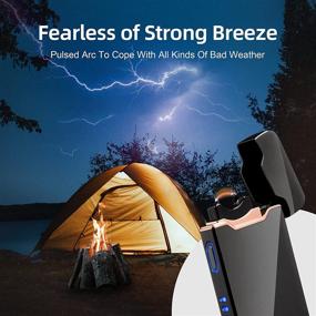 img 2 attached to 🔥 USB Rechargeable Crozzy Electric Lighter | Windproof Plasma Arc Lighter for Camping, Survival Grill, Ice Black