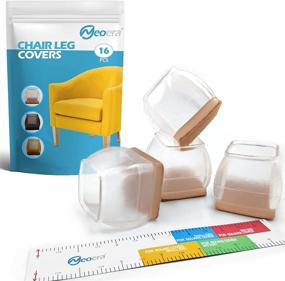 img 4 attached to 🪟 Neoera Clear Square Chair Leg Covers (16 Pcs) with Felt Transparency Silicone Furniture Feet Protector Pads - Prevents Hardwood Floor Scratches, Reduces Noise, and Protects Floors