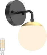 🌍 mid century modern globe wall sconce in black and gold, 1-light globe wall light for restaurant, living room, bedside, stairs, bathroom mirror – includes 3000k g9 bulb логотип