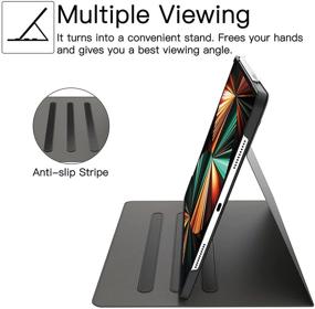 img 1 attached to 📱 Soke New iPad Pro 12.9 Case 5th Gen 2021, Premium Leather Folio Stand Case with Pocket [2nd Gen Apple Pencil Charging+Auto Wake/Sleep], Hard PC Back Cover for iPad Pro 12.9 Inch (Black)