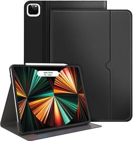 img 4 attached to 📱 Soke New iPad Pro 12.9 Case 5th Gen 2021, Premium Leather Folio Stand Case with Pocket [2nd Gen Apple Pencil Charging+Auto Wake/Sleep], Hard PC Back Cover for iPad Pro 12.9 Inch (Black)