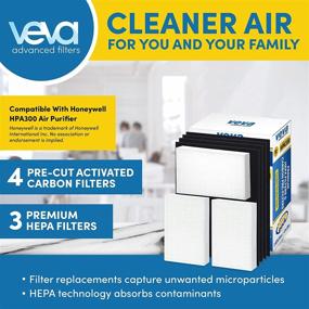 img 3 attached to VEVA Air Purifier Filter Replacement - High-Quality HEPA Filters, 3 Pack with 4 Precut Activated Carbon Pre-Filters, Compatible with Honeywell HPA300 Purifiers & Replacement Filter R