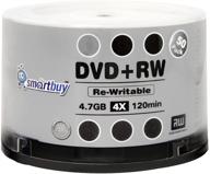 smartbuy 50 pack blank dvd+rw discs 📀 4x 4.7gb 120min | rewritable dvd media bulk set logo