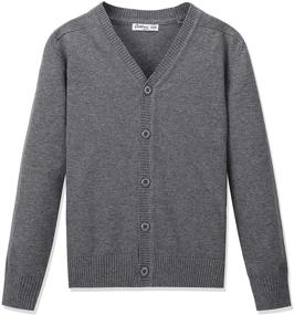 img 4 attached to 👕 CUNYI Boys' Button-Up Cardigan with Patched Pockets - Outerwear Apparel for Sweaters