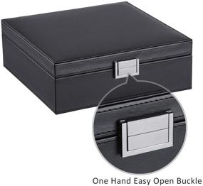 img 2 attached to Bewishome Necklace Organizer Box - Elegant Jewelry Storage for 📿 Women and Girls - Black Faux Leather with Multiple Compartments and Hooks