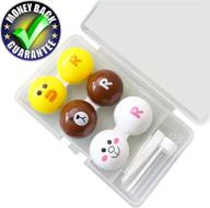 🐰 adorable animal-shaped contact lens case set: rabbit, chick, bear, monthly lens rotation, 3-pack, leak-proof, dust-proof, with solution container, tweezers, outer case logo