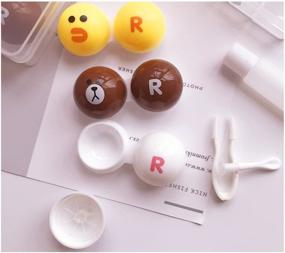 img 1 attached to 🐰 Adorable Animal-Shaped Contact Lens Case Set: Rabbit, Chick, Bear, Monthly Lens Rotation, 3-Pack, Leak-Proof, Dust-Proof, with Solution Container, Tweezers, Outer Case