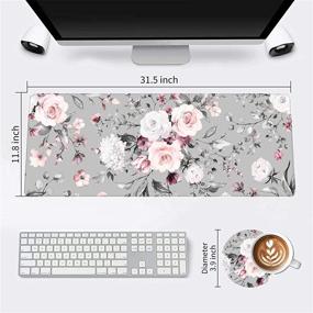 img 3 attached to 🌸 Functional Desk Pad – Extended Large Gaming Mouse Pad with Stitched Edges – XXL Mouse Pad Large (31.5x11.8 Inch) – Brilliant Design – Desk Mat Keyboard Pad with Non Slip Base – Floral Pink