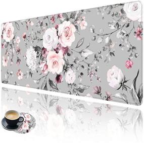 img 4 attached to 🌸 Functional Desk Pad – Extended Large Gaming Mouse Pad with Stitched Edges – XXL Mouse Pad Large (31.5x11.8 Inch) – Brilliant Design – Desk Mat Keyboard Pad with Non Slip Base – Floral Pink