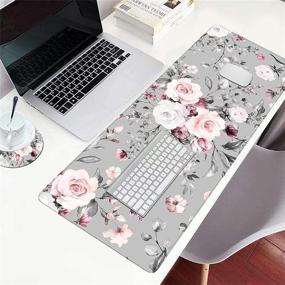 img 2 attached to 🌸 Functional Desk Pad – Extended Large Gaming Mouse Pad with Stitched Edges – XXL Mouse Pad Large (31.5x11.8 Inch) – Brilliant Design – Desk Mat Keyboard Pad with Non Slip Base – Floral Pink