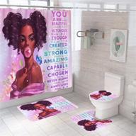 stylish 4pcs cool black girl shower curtain with rugs: 🛀 african american woman bathroom sets with accessories & hooks, 71x71inch size logo