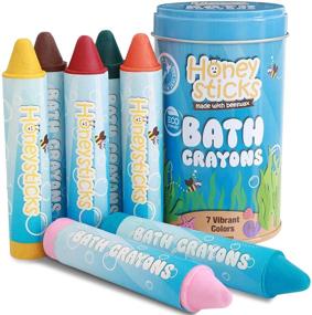 img 4 attached to Honeysticks Bath Crayons for Toddlers &amp; Kids - Handcrafted with Pure Beeswax for Safe Bathtub Fun - Fragrance Free, Gentle Bath Toys - Vibrant Colors, Easy Grip - Washable - 7 Pack