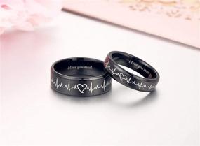 img 2 attached to 💍 Global Jewelry Couples Heartbeat Rings: I Love You More vs. I Love You Most Promise Wedding Sets in Titanium Stainless Steel, Comfort Fit - Box Included