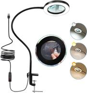 🔍 powerful veemagni 5x led magnifying glass with light and stand: ideal for close work, reading, painting, and crafts - 23" flexible gooseneck, 3 color modes, stepless dimming, 4.3" glass lens логотип