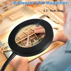 img 2 attached to 🔍 Powerful Veemagni 5X LED Magnifying Glass with Light and Stand: Ideal for Close Work, Reading, Painting, and Crafts - 23" Flexible Gooseneck, 3 Color Modes, Stepless Dimming, 4.3" Glass Lens