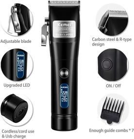 img 3 attached to 💇 Professional Cordless Hair Clippers for Men - Kemei 2850 Pg Clipper with LED Display and Rechargeable Grooming Kit
