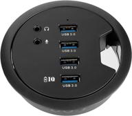 🔌 wdx desk-fit 4 port usb 3.0 hub with 3.5mm audio mic phone jack and bc 1.2 usb charger, 5v/2a power adapter for iphone and smart phones (usb3.0 4 port), ac power supply included – 80mm diameter logo