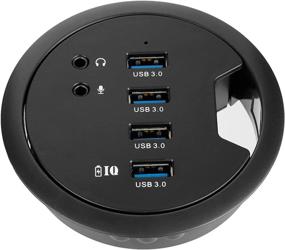 img 4 attached to 🔌 WDX Desk-Fit 4 Port USB 3.0 Hub with 3.5mm Audio Mic Phone Jack and BC 1.2 USB Charger, 5V/2A Power Adapter for iPhone and Smart Phones (USB3.0 4 Port), AC Power Supply Included – 80mm Diameter