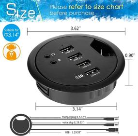 img 3 attached to 🔌 WDX Desk-Fit 4 Port USB 3.0 Hub with 3.5mm Audio Mic Phone Jack and BC 1.2 USB Charger, 5V/2A Power Adapter for iPhone and Smart Phones (USB3.0 4 Port), AC Power Supply Included – 80mm Diameter