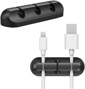 img 3 attached to Efficient Cable Management: Black Cord Organizer with Self-Adhesive Clips for Home and Office - Power Cords, Charging Accessories, Mouse Cable, PC (Pack of 3)