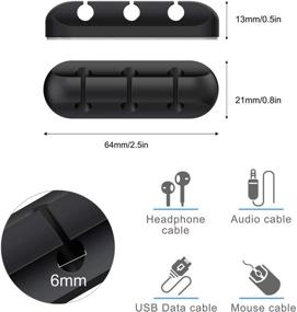 img 2 attached to Efficient Cable Management: Black Cord Organizer with Self-Adhesive Clips for Home and Office - Power Cords, Charging Accessories, Mouse Cable, PC (Pack of 3)