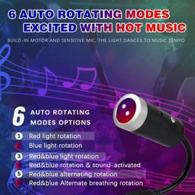 img 2 attached to 🌟 USB Star Projector Night Light: Adjustable Car Roof Interior Lights for Bedroom Party Ceiling – 3 Colors, 9 Lighting Modes, Music Control, Auto Rotating – Aevdor Red & Blue Decor