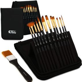 img 4 attached to 🎨 13-Piece Paint Brush Set by Artify: Includes Pop-up Carrying Case, Palette Knife, Large Flat Brush, and Sponge for Acrylic, Oil, Watercolor, and Gouache; Ideal for Artists and Hobbyists