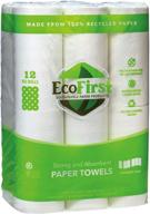 🌱 environmentally-friendly ecofirst recycled paper towels (24 rolls) - bulk half sheet kitchen paper towels - whitened without bleach - free of dyes, inks & fragrances logo