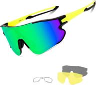 🕶️ polarized cycling sunglasses with 3 interchangeable lenses for men and women - ideal for sports, cycling, and baseball logo