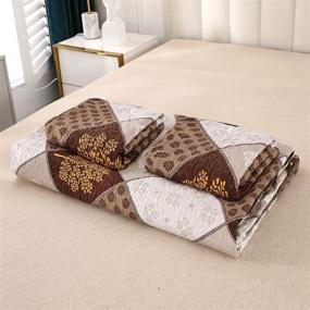 img 1 attached to 🌸 Reversible Floral Patchwork Quilt Set - 3-Piece Queen Size Bedspread Coverlet with Brown Tree Pattern, Includes 2 Pillow Shams - Stitched Quilted Bedding Set and Blanket Bed Cover
