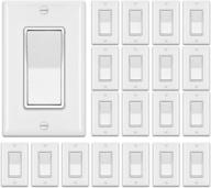 💡 [20 pack] bestten single pole decorator wall light switch with wallplate, 15a 120/277v, rocker paddle interrupter, white - ul listed logo