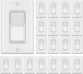 img 4 attached to 💡 [20 Pack] Bestten Single Pole Decorator Wall Light Switch with Wallplate, 15A 120/277V, Rocker Paddle Interrupter, White - UL Listed