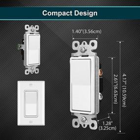 img 1 attached to 💡 [20 Pack] Bestten Single Pole Decorator Wall Light Switch with Wallplate, 15A 120/277V, Rocker Paddle Interrupter, White - UL Listed