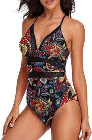 img 3 attached to MISSVOG Halter Crochet Cutout Swimsuit Women's Clothing for Swimsuits & Cover Ups