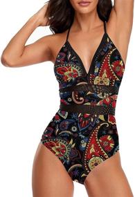 img 2 attached to MISSVOG Halter Crochet Cutout Swimsuit Women's Clothing for Swimsuits & Cover Ups