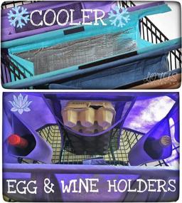 img 3 attached to 👜 Lotus Trolley Bags - Set of 4 with Large Cooler Bag and Egg/Wine Holder! Reusable Grocery Cart Bags for USA. Eco-Friendly 4-Bag Grocery Tote in Purple, Turquoise, Blue, and Brown.