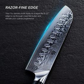 img 1 attached to 🔪 Нож Сантоку KYOKU 7 дюймов - серия Шогун - японская сталь VG10 с сердцевиной, кованое лезвие Дамаск - с ножной и чехлом