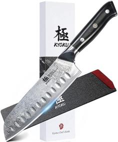 img 4 attached to 🔪 Нож Сантоку KYOKU 7 дюймов - серия Шогун - японская сталь VG10 с сердцевиной, кованое лезвие Дамаск - с ножной и чехлом