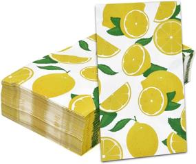 img 3 attached to 🍋 Pack of 100 Yellow Lemon Guest Napkins - 3 Ply Disposable Paper Hand Napkins with Citrus Fruit Lemons Design - Ideal for Bathroom, Powder Room, Tea Parties, Bridal Showers, Baby Showers - Decorative Towels with Lime Floral Tropical Summer Spring Theme