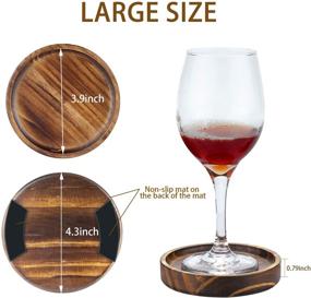 img 2 attached to 🪵 Premium Natural Paulownia Wood Drink Coaster Set - Set of 5 Coasters, Tabletop Protection for Any Table - Dia 4.3 x 4.3 x 0.8 Inches