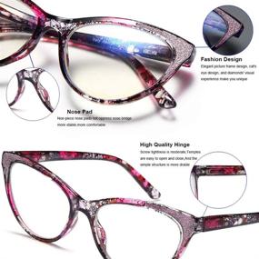 img 1 attached to 👓 Ultimate Eye Protection: Blue Light Blocking Readers Glasses - 2 Pack Cat Eye Spring Hinge Eyeglasses +1.25x