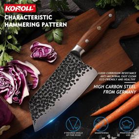 img 3 attached to 🔪 KONOLL 7-inch Vegetable Cleaver Knife - Chinese Chef's Knife with High Carbon Steel Blade - Wood Handle - Includes Gift Box - Ideal for Home Kitchen and Restaurant Use