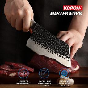 img 2 attached to 🔪 KONOLL 7-inch Vegetable Cleaver Knife - Chinese Chef's Knife with High Carbon Steel Blade - Wood Handle - Includes Gift Box - Ideal for Home Kitchen and Restaurant Use