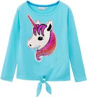 🦄 girls' 3-12 years sequin unicorn flip shirt - hh family tee logo
