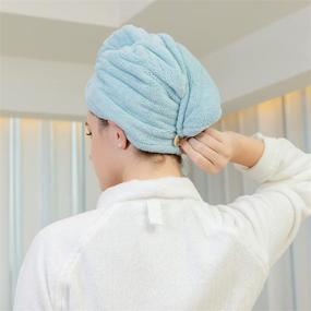 img 3 attached to 🔷 Ultra-Absorbent Microfiber Hair Towel Wrap: Faster Drying for Long, Thick & Curly Hair | Twisty Turban Style | Multiple Colors (Pink, Blue, Purple, Navy Blue)