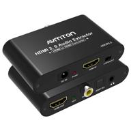 🔌 avmton aluminum 4k 60hz hdmi audio extractor converter: hdmi to hdmi optical toslink spdif+3.5mm output, supports hdmi 2.0 hdcp 2.2, dolby digital/dts passthrough, cec, hdr10 logo